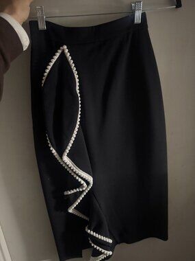 Alexis XS Black White Ruffle Midi Skirt (tailored to XXS)